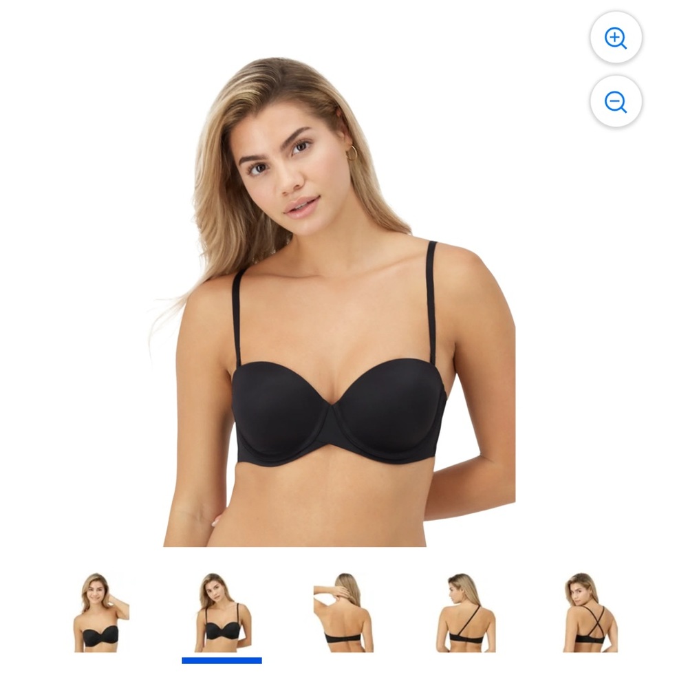 NEW maidenform 36c Black Strapless Bra SN6990 underwire sexy shaping lift